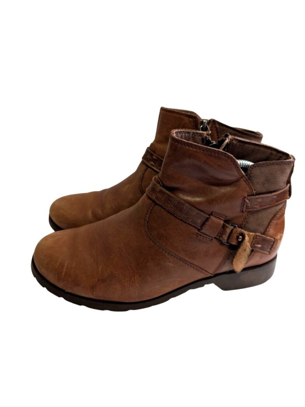 Teva Foxy Womens 7.5 Brown Waterproof Leather Harness Ankle Booties